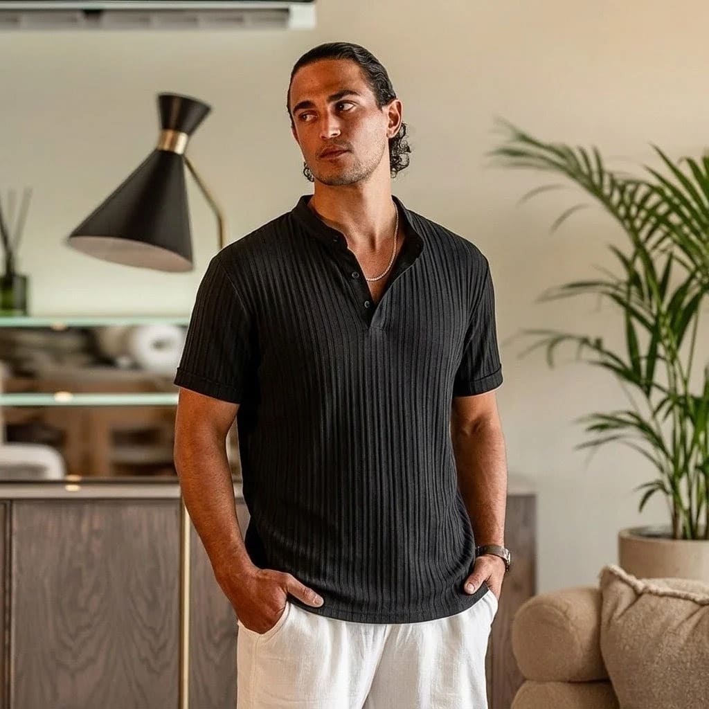 HAWAIIAN LINEN HENLEY HAWAIIAN LINEN HENLEY
