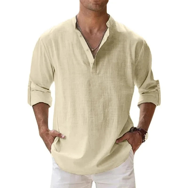 CASUAL LINEN HENLEY