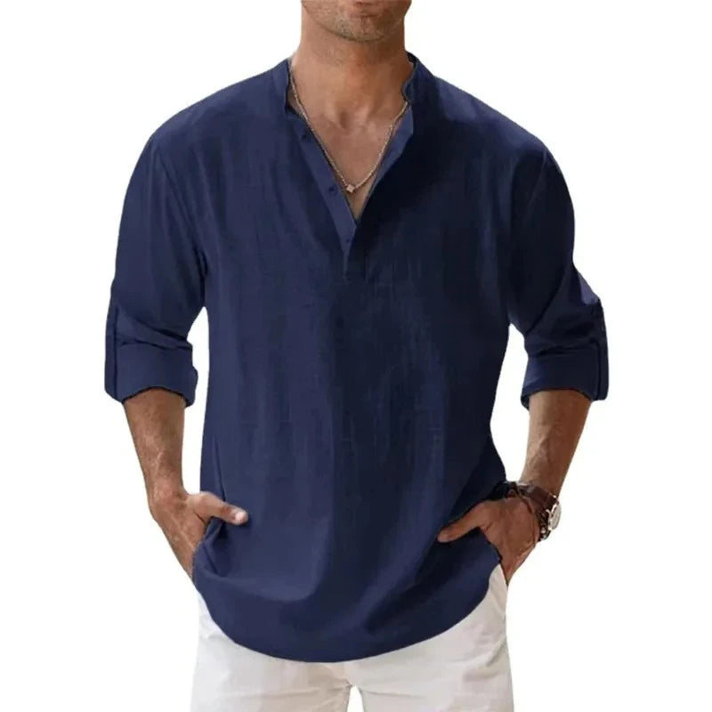 CASUAL LINEN HENLEY