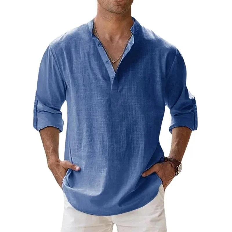 CASUAL LINEN HENLEY