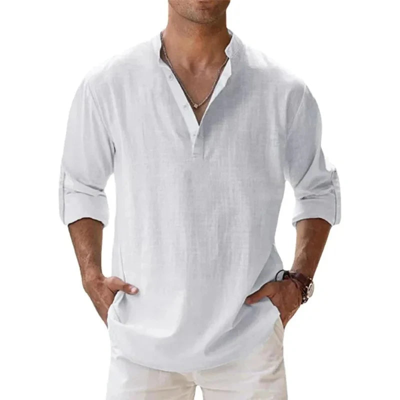 CASUAL LINEN HENLEY