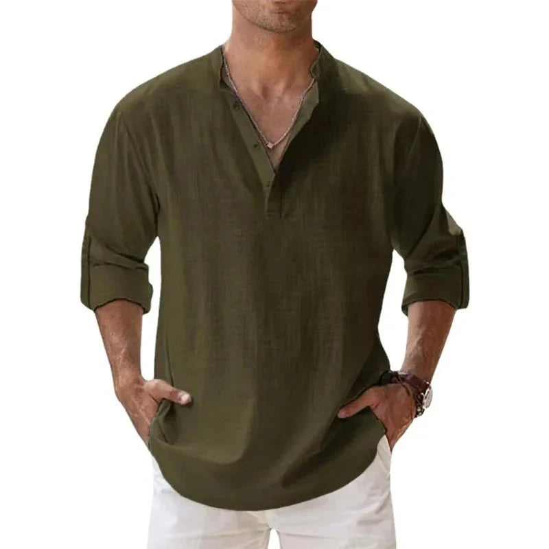 CASUAL LINEN HENLEY