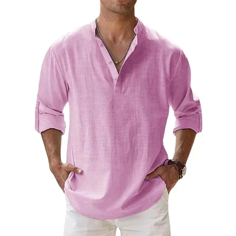CASUAL LINEN HENLEY