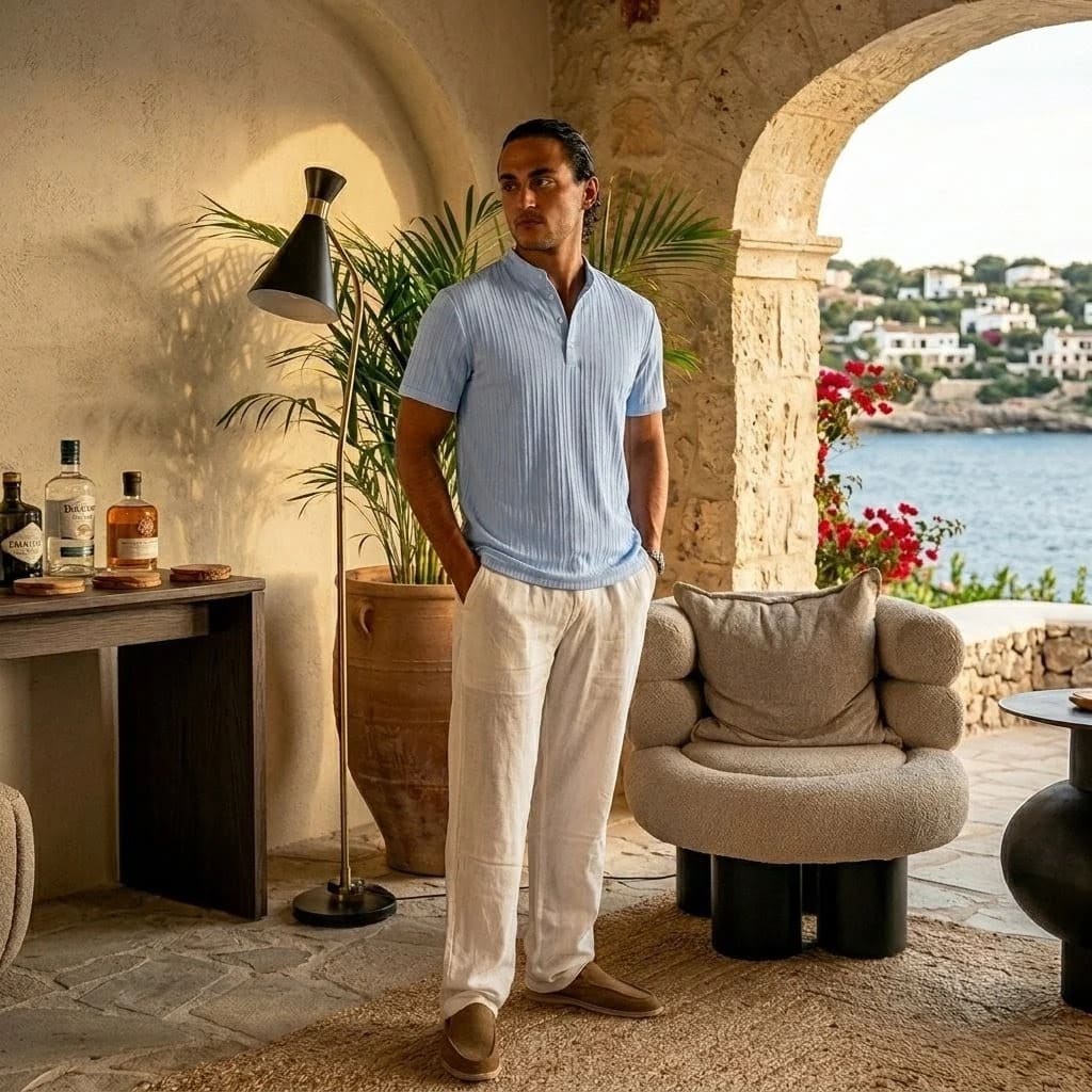 HAWAIIAN LINEN HENLEY HAWAIIAN LINEN HENLEY