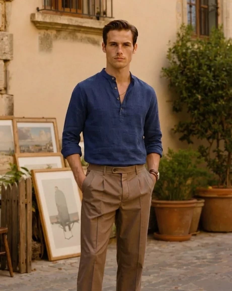 CASUAL LINEN HENLEY CASUAL LINEN HENLEY