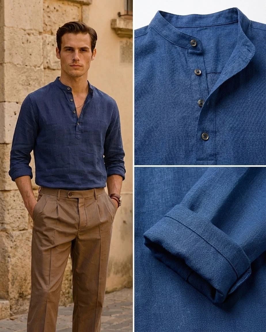 CASUAL LINEN HENLEY CASUAL LINEN HENLEY